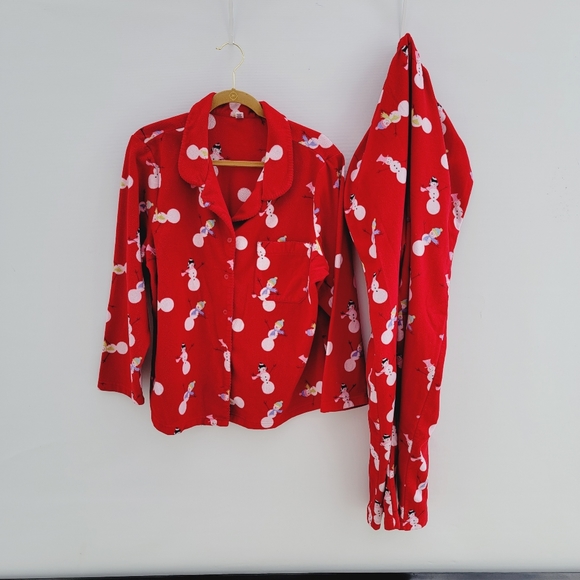 PINK Victoria's Secret Other - PINK Victoria's Secret Red Snowman High Waist Pajama Set